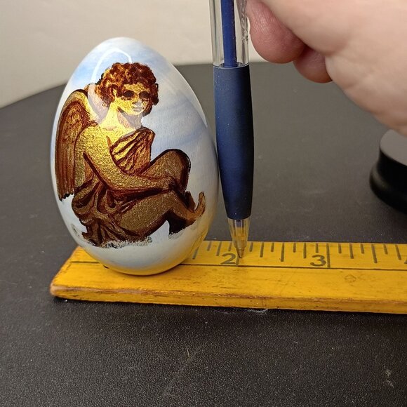 Alan Traynor, Orlando Hand Painted Wood EGGSPRESSSIONS Angel  Black Wood Base - Picture 6 of 12